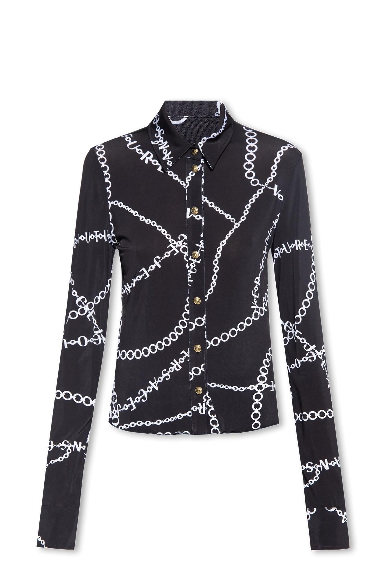 Versace Versace Kadın Uzun Kollu Slim Fit Düğmeli Gömlek Siyah Gömlek 75HAL213 JS201-899