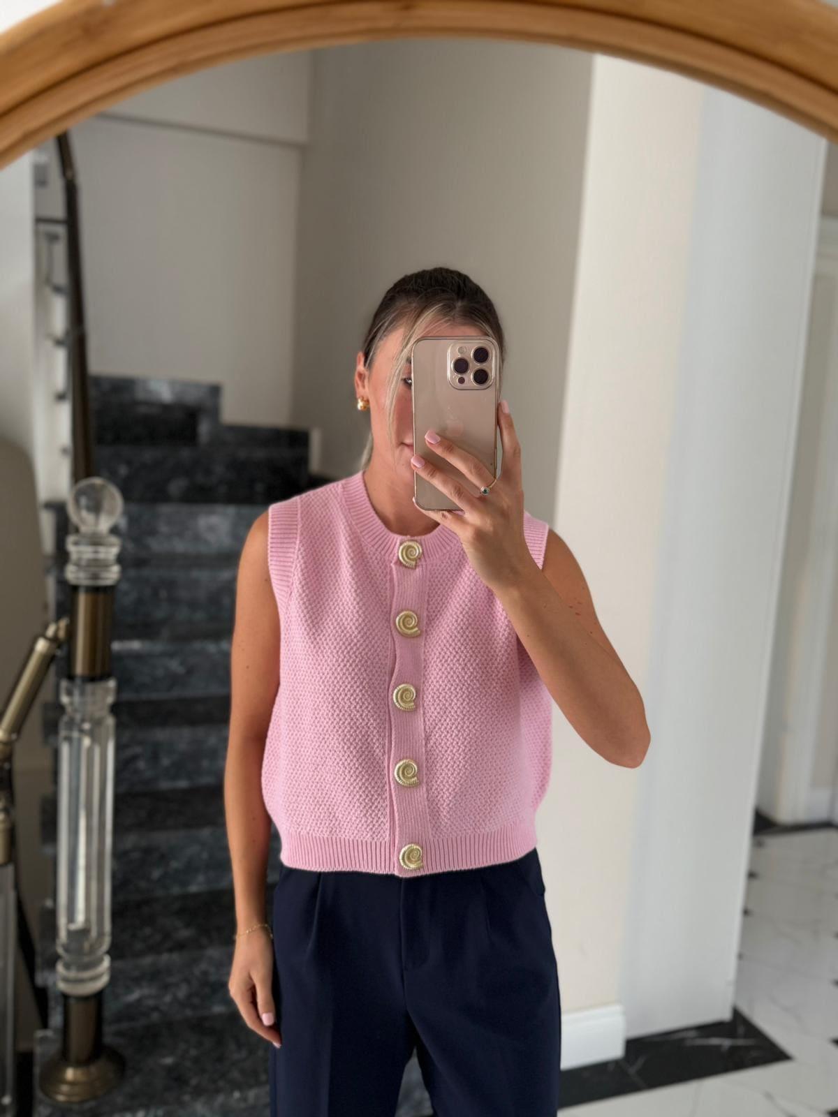 Marine Pembe Triko Yelek