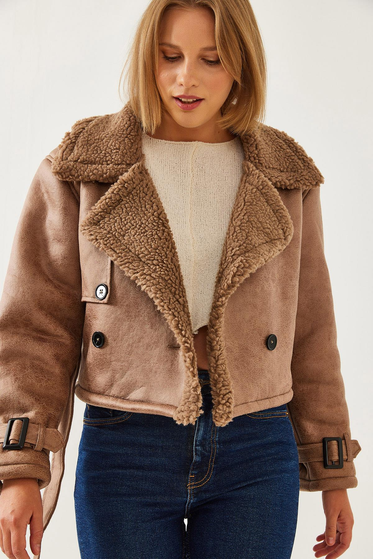 Aller Detay Crop Lamine Mont 2612 60351246 - Camel