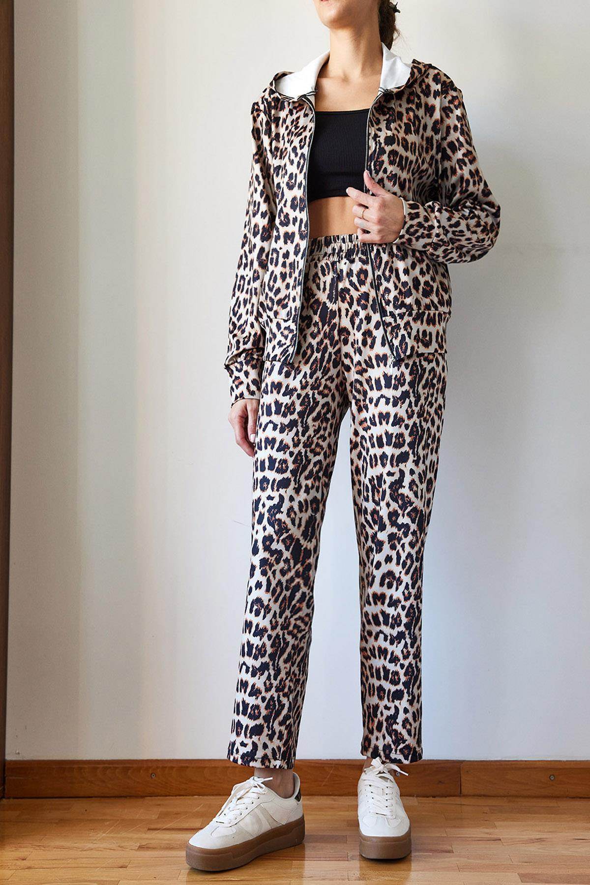 Bianco Lucci Leopar Desenli Alt-Üst Takım MBMS047 60501047 - Kahverengi