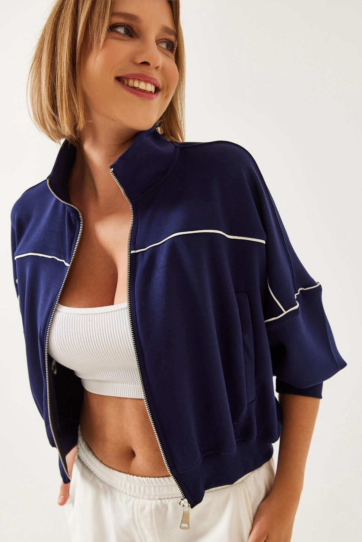 Fermuarlı Modal Kumaş Hırka 60351226 - Lacivert