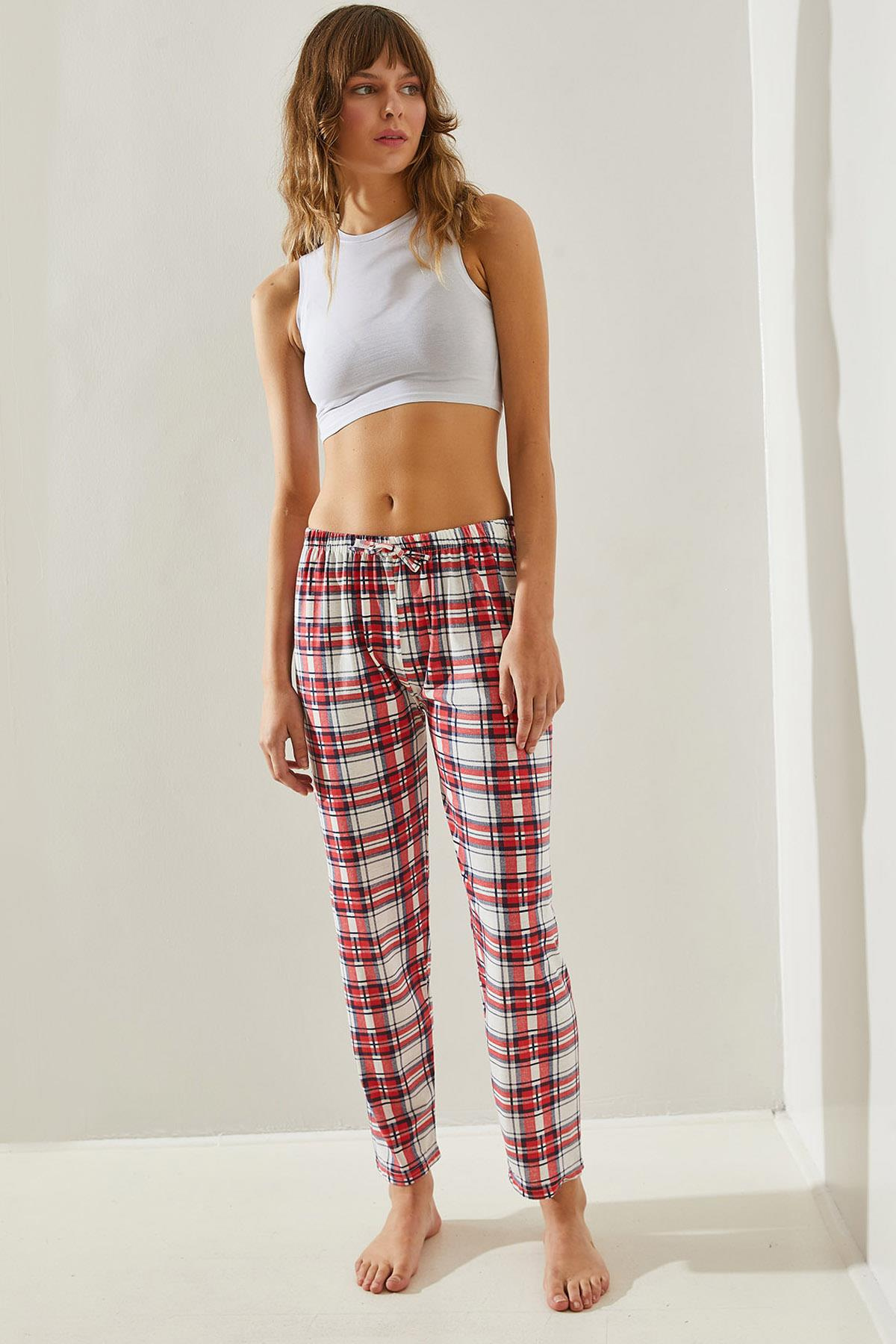 Kadın Desenli Pijama Altı 60251159 - Lacivert-Kırmızı EŞOFMAN ALTI modelleri