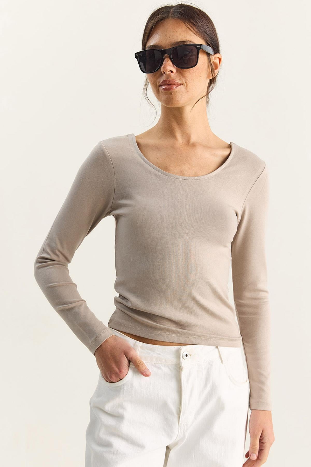 Kadın Ultra Soft U Yaka Bluz 122 60283831 - Taş BLUZ modelleri