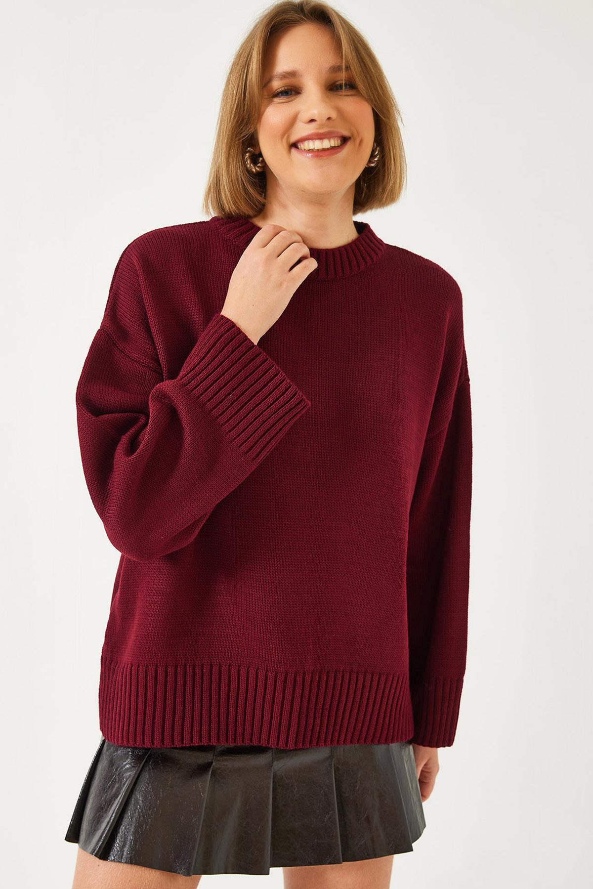 Oversize Basic Triko Kazak 20247601 - Bordo