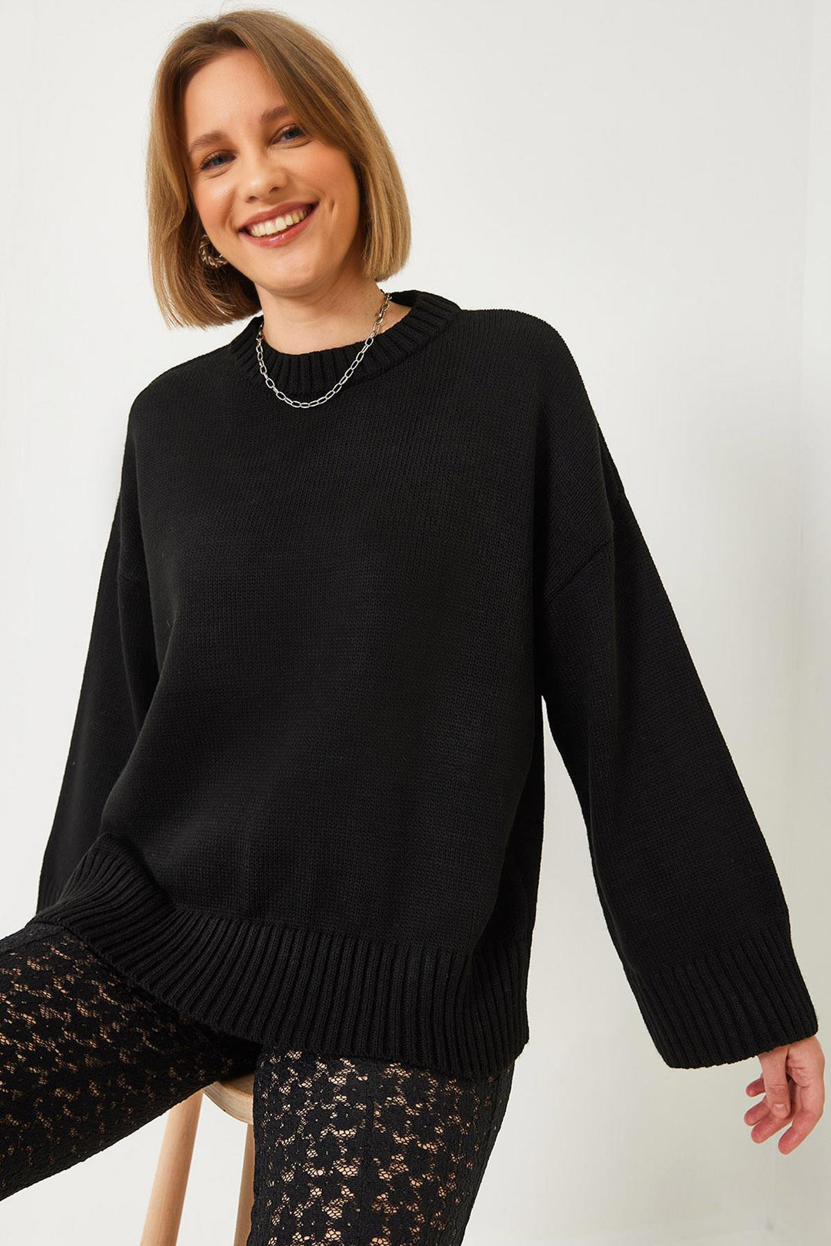 Oversize Basic Triko Kazak 20247601 - Siyah