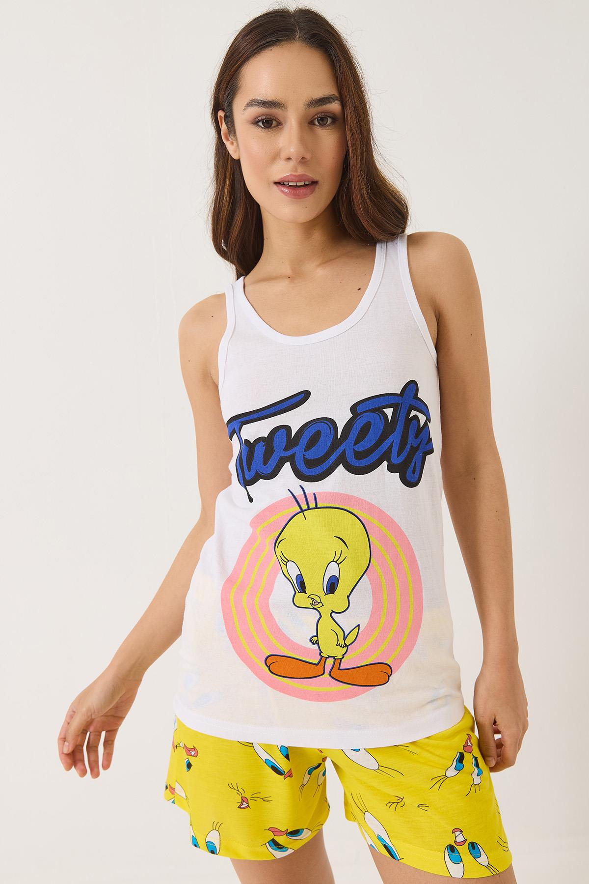 Tweety Baskılı Şortlu Pijama Takımı 60283168 - Sarı