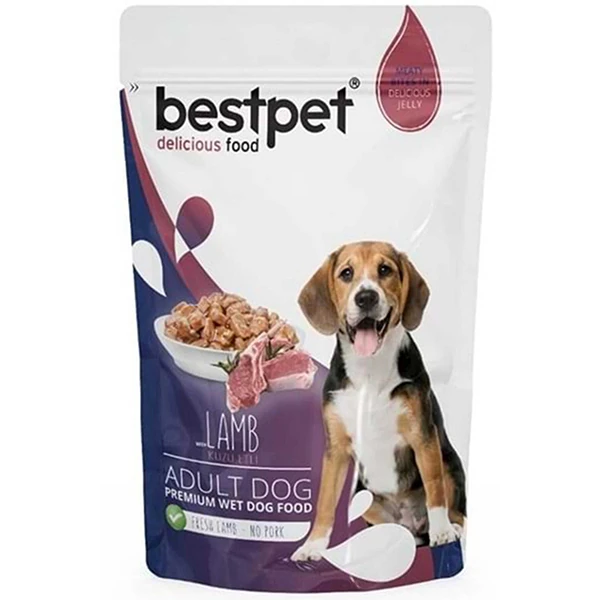 Bestpet Yetişkin Köpekler İçin, Taze Kuzu Parça Etli Ve Soslu Yaş Mama 400 gr