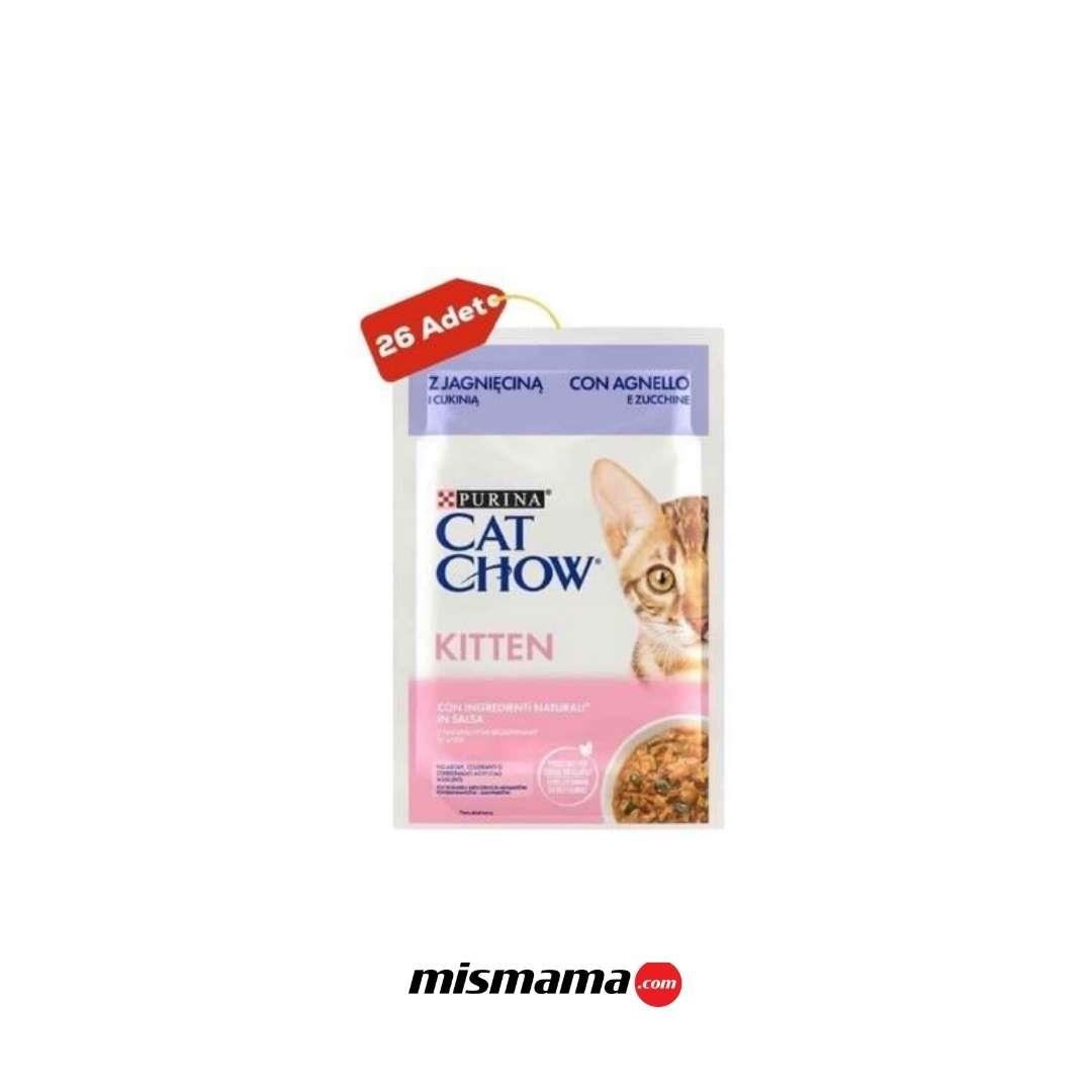 Cat Chow Pouch Sos İçinde Kuzu Etli ve Kabaklı Yavru Kedi Konservesi 26x85gr