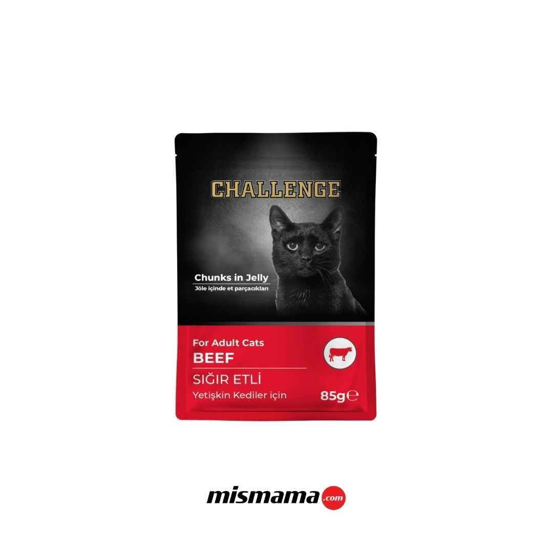 Challenge Pouch Jöle İçinde Parça Sığır Etli Yetişkin Kedi Konservesi 85gr