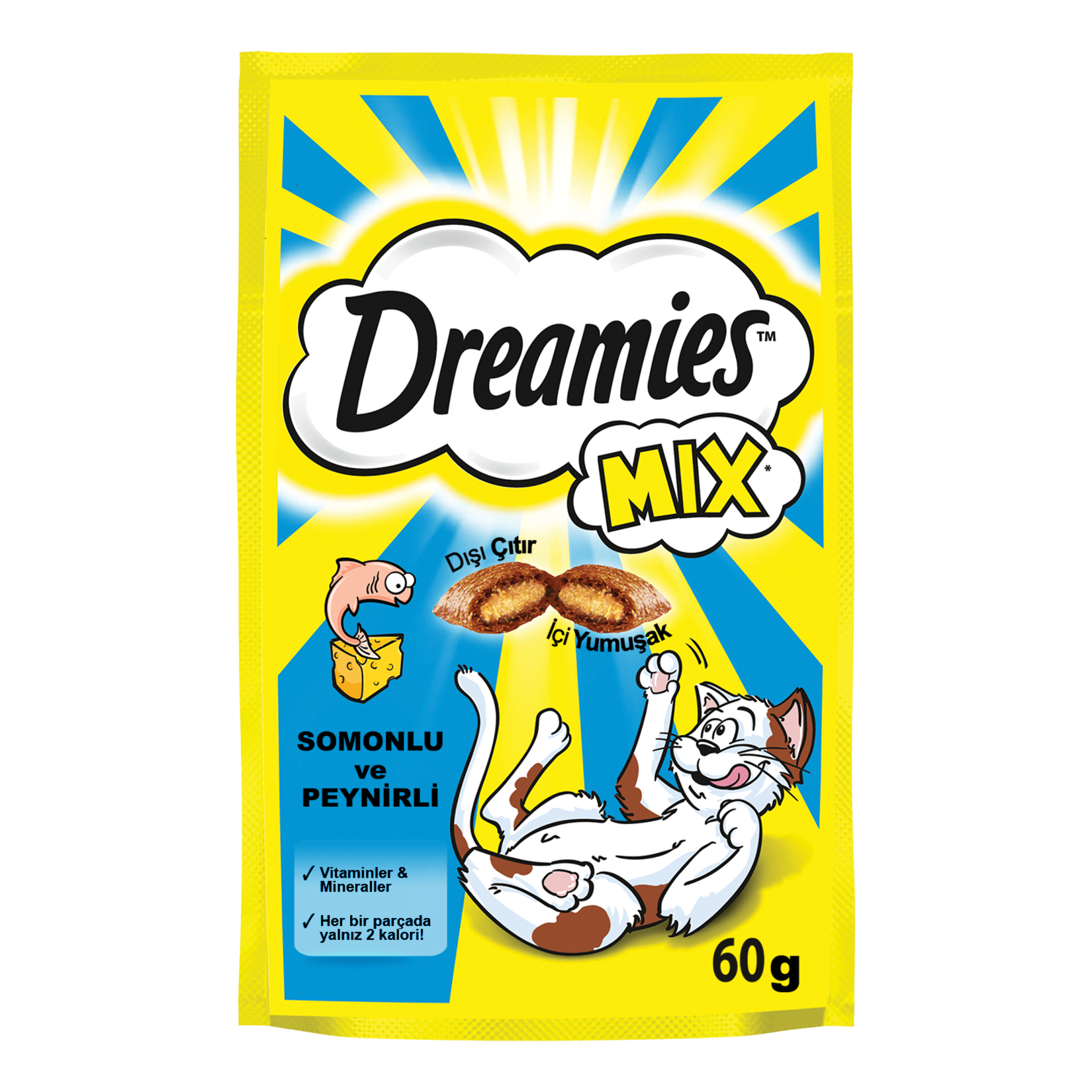 Dreamies Mix İç Dolgulu Somonlu ve Peynirli Kedi Ödül Bisküvisi 60gr