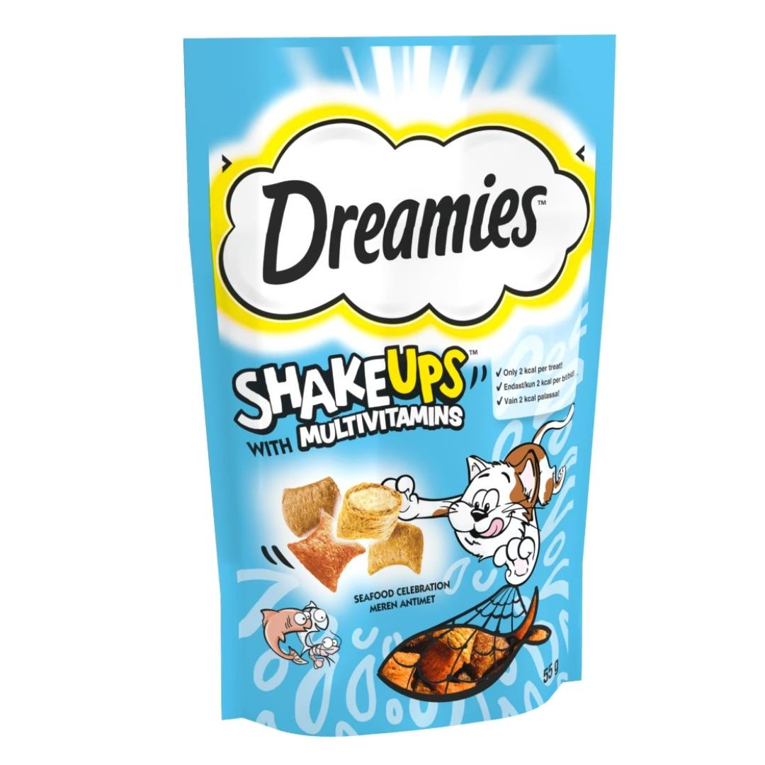 DREAMIES™ SHAKE UPS™ Multivitamins Ton Balığı, Somon ve Karides Aromalı 6 adet
