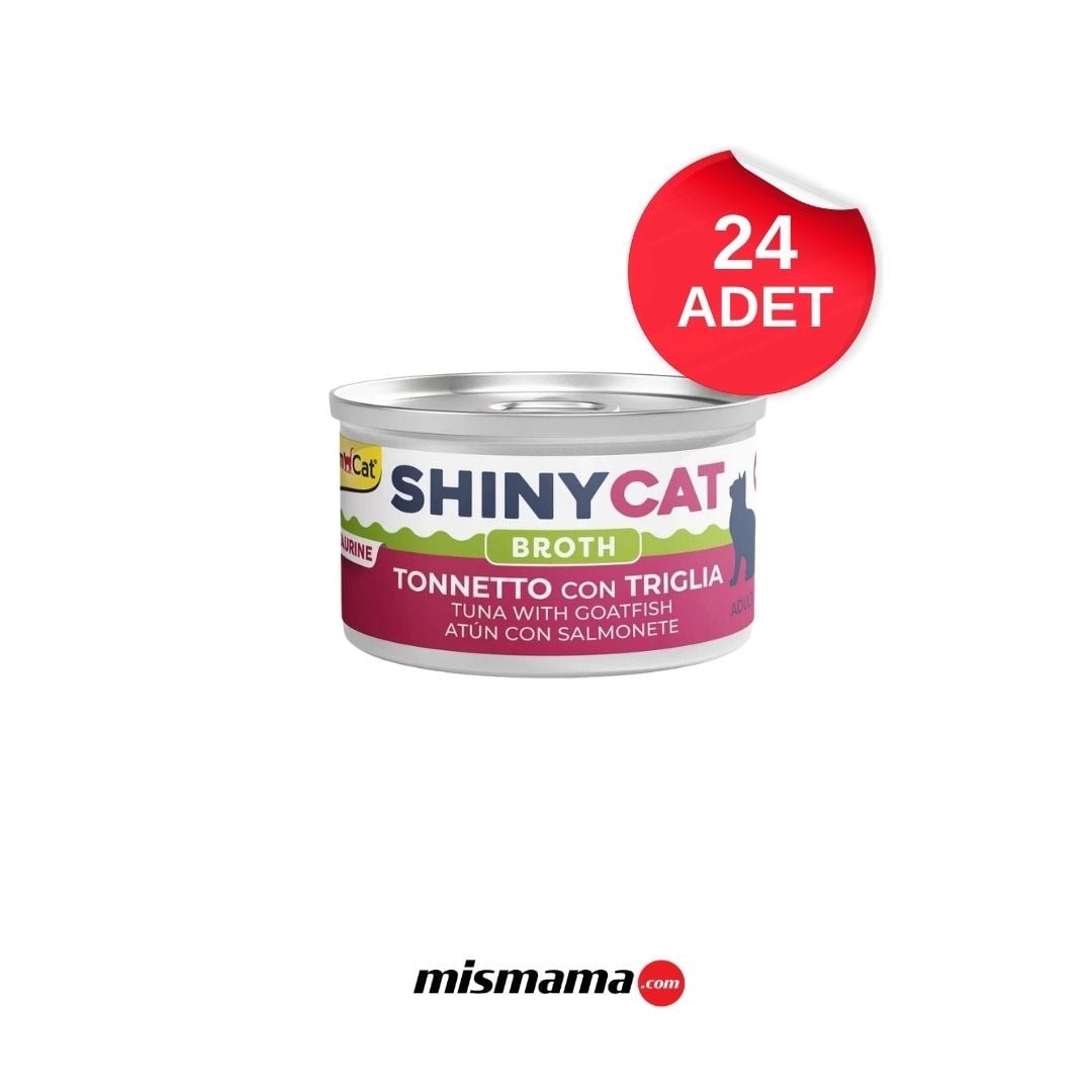 Gimcat Shinycat broth ShinyCat Soslu Ton Ve Barbun Balıklı Konserve Mama 70 Gr x 24 adet