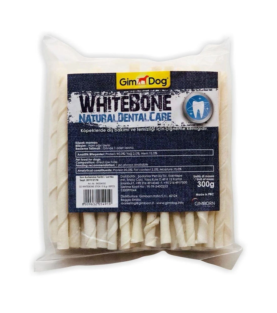 GimDog Köpek Kemiği Burgu Çubuk 6 gr 10 cm 50'li White