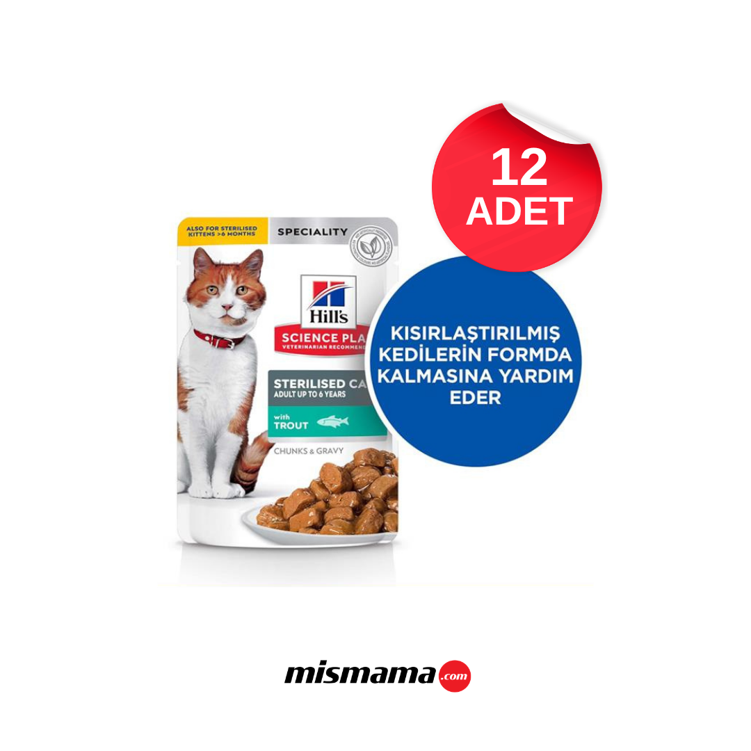 Hills Alabalıklı Kısırlaştırılmış Pouch Kedi Maması 85gr x 12 Adet