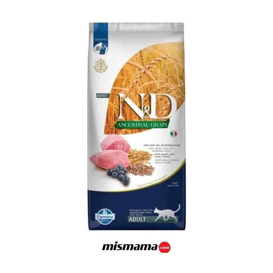 N&D Ancestral Grain Kuzu Etli ve Yaban Mersinli Ata Tahıllı Yetişkin Kedi Maması 10kg