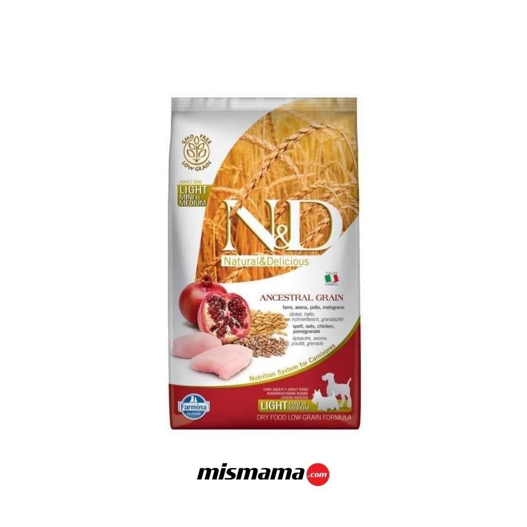 N&D Ancestral Grain Light Tavuklu ve Narlı Ata Tahıllı Küçük Irk Yetişkin Köpek Maması 2,5kg