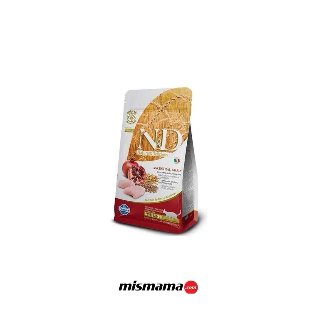 N&D Ancestral Grain Tavuklu ve Narlı Ata Tahıllı Kısırlaştırılmış Kedi Maması 5kg