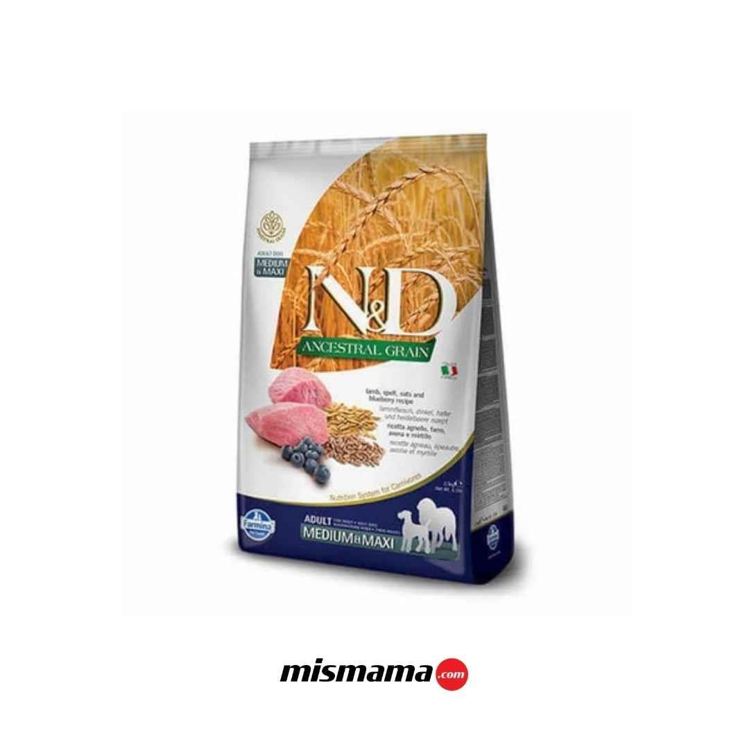 N&D Ancestral Kuzu Etli ve Yaban Mersinli Orta ve Büyük Irk Ata Tahıllı Yetişkin Köpek Maması 2,5kg