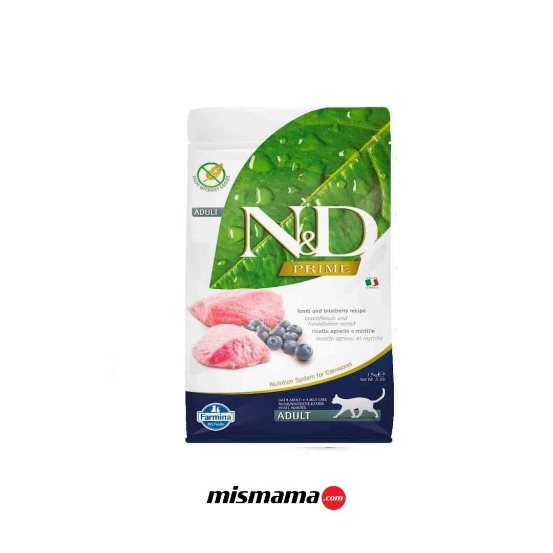 N&D Prime Kuzu Etli ve Yaban Mersinli Tahılsız Yetişkin Kedi Maması 1,5kg