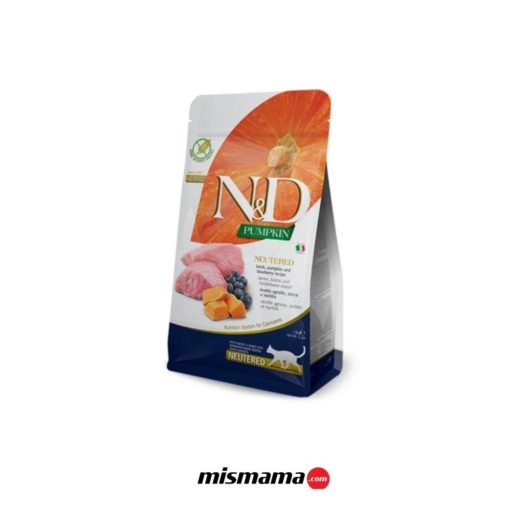 N&D Pumpkin Kuzu Etli Bal Kabaklı ve Yaban Mersinli Tahılsız Kısırlaştırılmış Kedi Maması 5kg