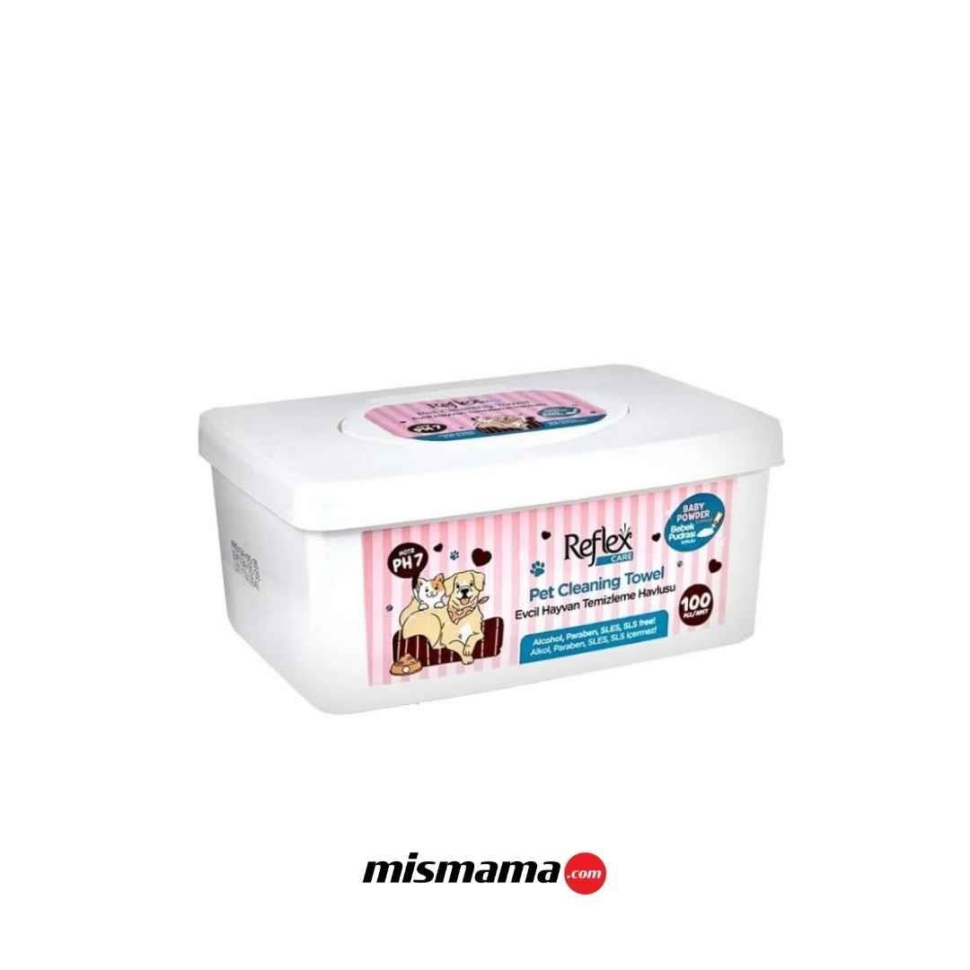 Reflex Care Bebek Pudrası Kokulu Kedi ve Köpekler için Temizleme Mendili (100'lü)