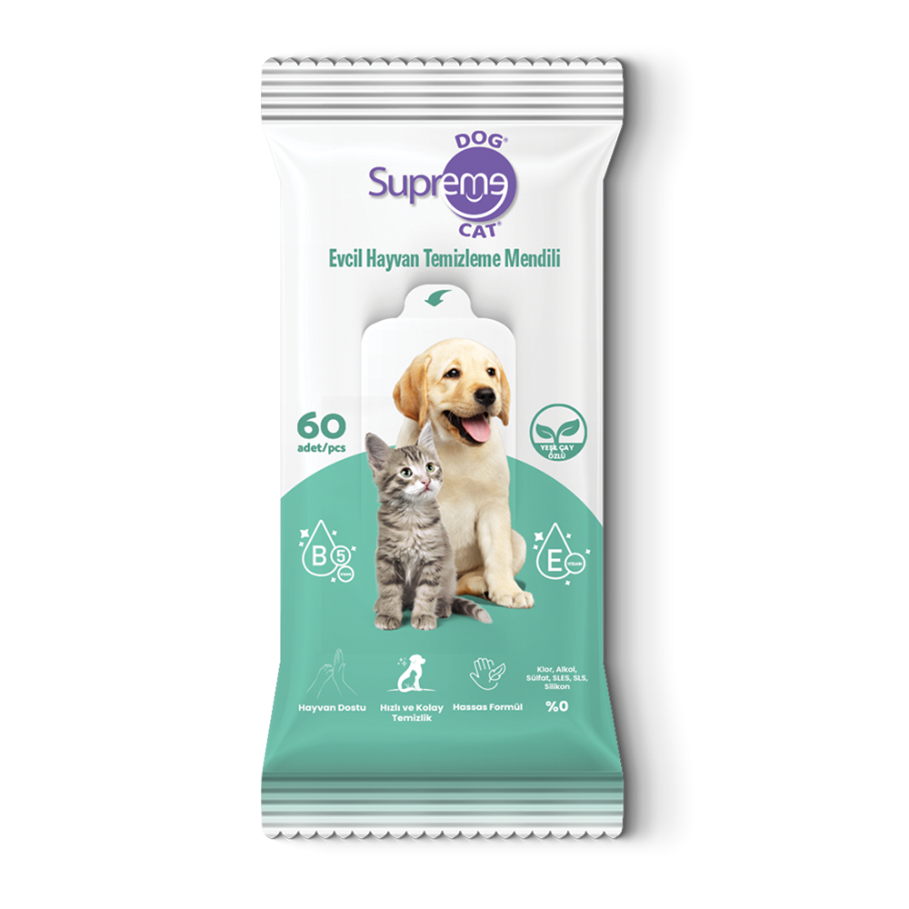 Supreme Dog Kedi ve Köpekler İçin Temizleme ve Bakım Mendili (60'lı)