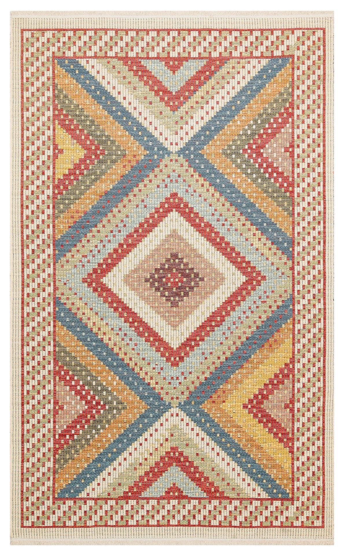 Nevmahall Nomad NMD10 Red Çift Taraflı Yıkanabilir Pamuk Şönil Kilim