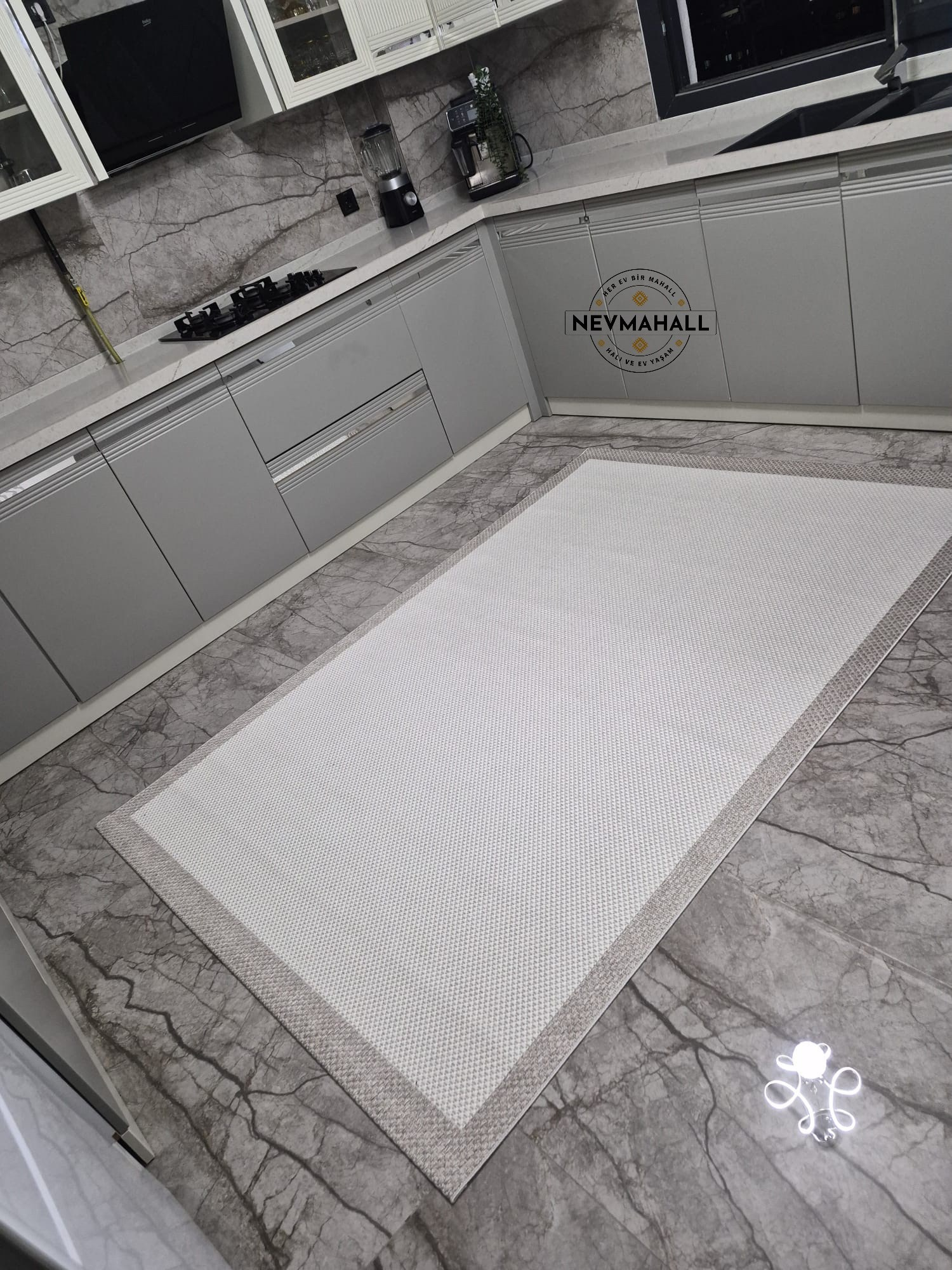 Premium Kalite Makinada Yıkanabilir Kaymaz Taban Antialerjik Wool Sisal Halı Krem Bej