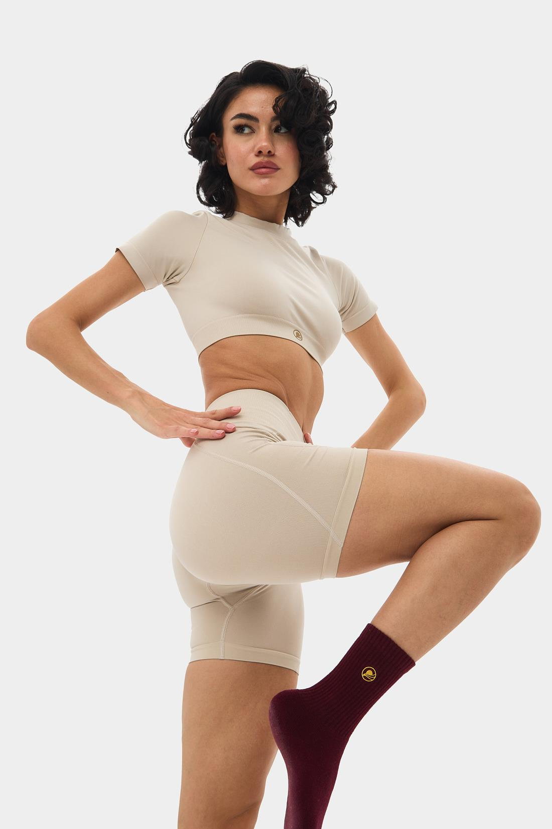 Oishii Aozora Sport Aktif Spor Mini Şort Bej