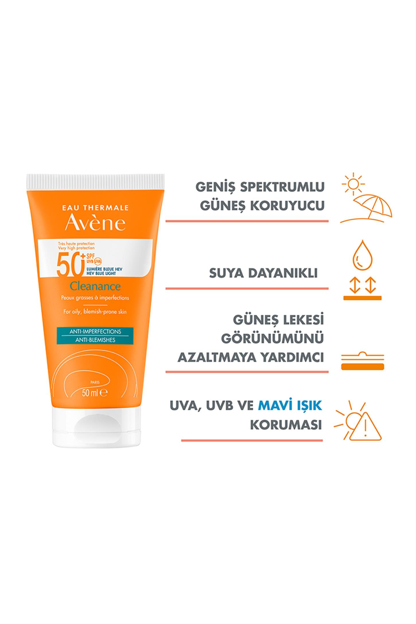 AveneAvene Cleanance Anti Blemishes Güneş Kremi Yağlı Ciltler İçin Spf 50+ 50 mlAvene Cleanance Anti Blemishes Ultra Light SPF50+ 50 ml Fiyatı ve Özellikleri | Mutlufiyatlar