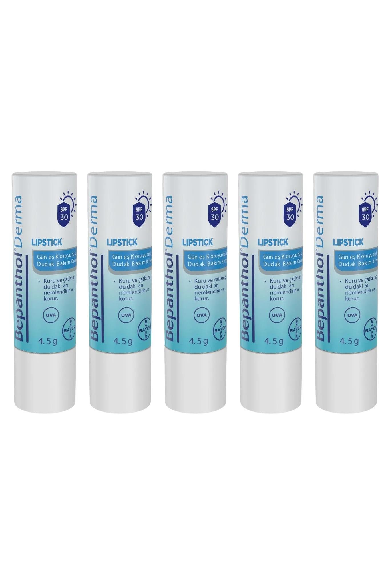 BepantholBepanthol Lipstick Güneş Koruyucu Dudak Bakım Kremi Spf 30 4.5 gr  5'liBepanthol Lipstick SPF30 | Güneş Korumalı Dudak Nemlendirici