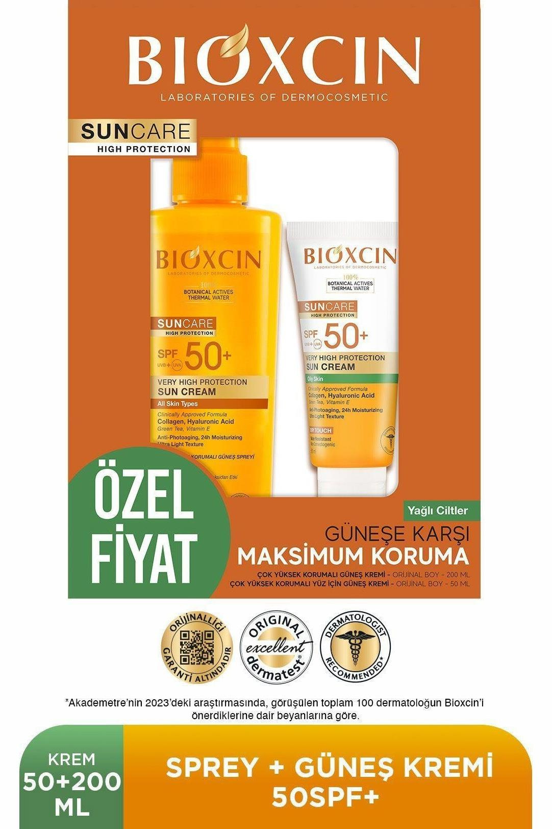 BioxcinBioxcin Suncare Güneş Kremi Spf 50+ 50 ml + Güneş Spreyi 200 ml Bioxcin Suncare K/Y Krem SPF50 50 ml + Sprey 200 ml - Kofre Fiyatı ve Özellikleri | Mutlufiyatlar