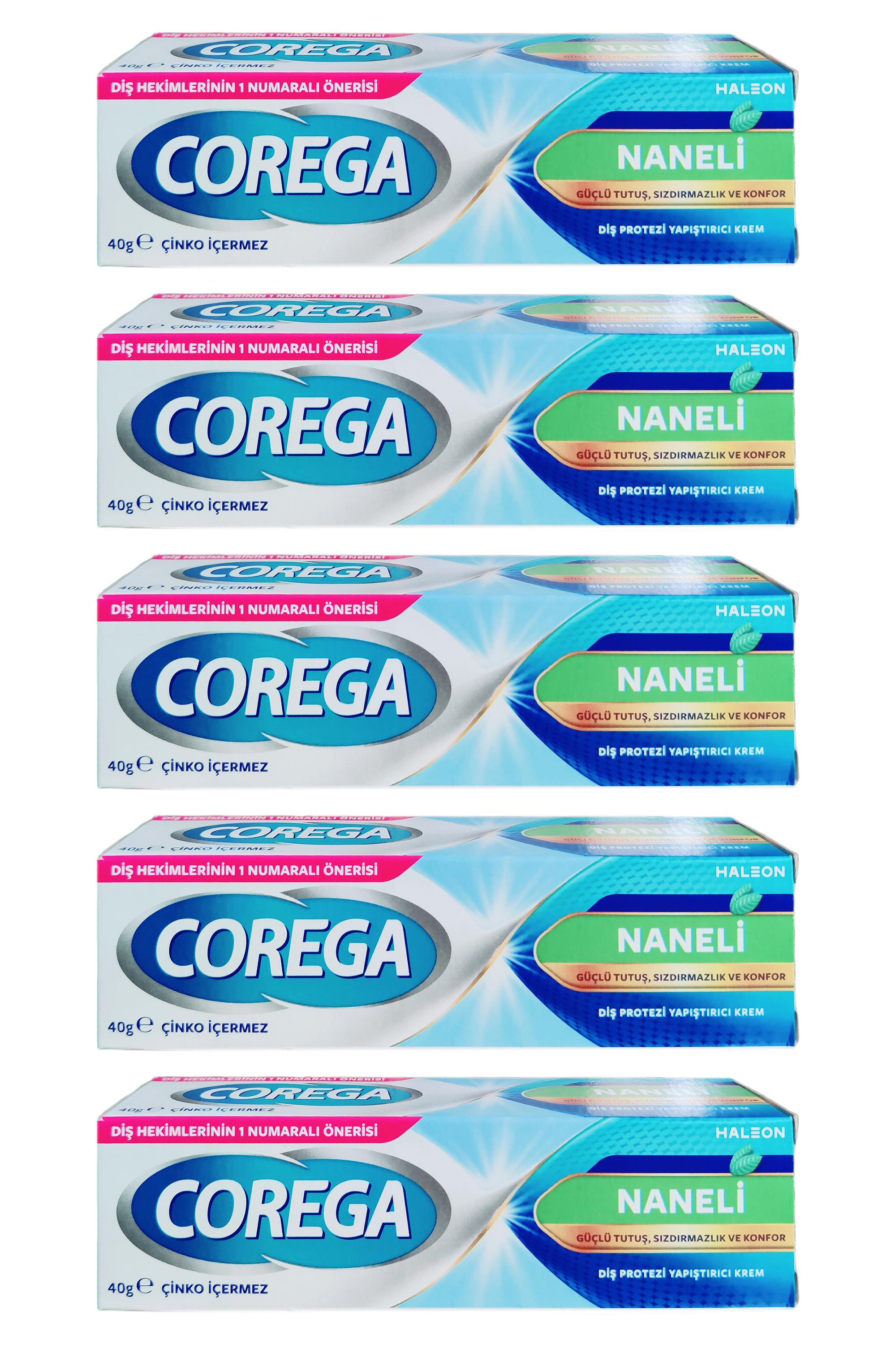 CoregaCorega Gün Boyu Güçlü Tutuş Naneli Diş Protez Yapıştırıcı Krem 40 gr 5'liCorega Gün Boyu Güçlü Tutuş Naneli Diş Protez Yapıştırıcı Krem 40 gr Fiyatı ve Özellikleri | Mutlufiyatlar