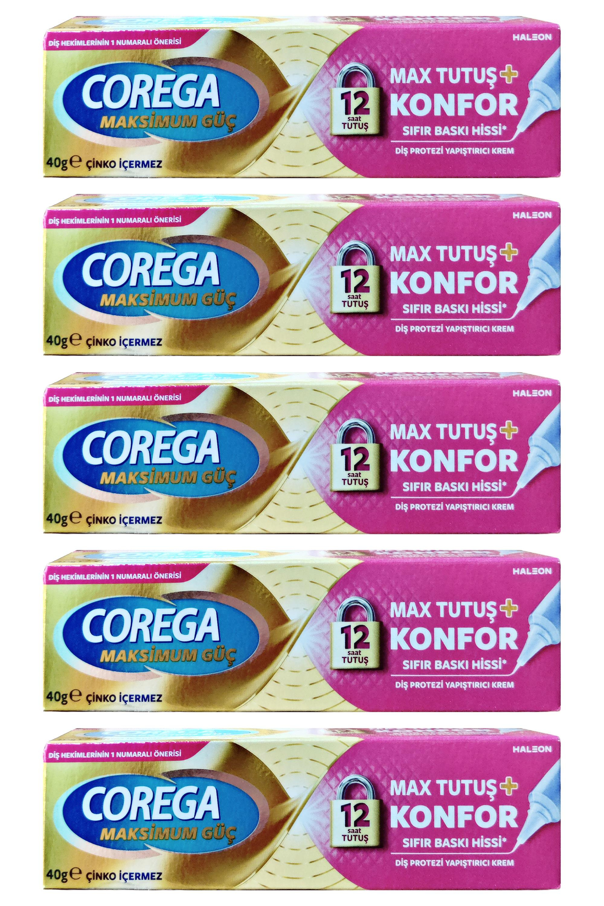 CoregaCorega Maksimum Güç Tutuş + Konfor Diş Protez Yapıştırıcı Krem 40 gr 5'liCorega Diş Protez Yapıştırıcı Krem Yastık Konforu 40 gr Fiyatı ve Özellikleri | Mutlufiyatlar