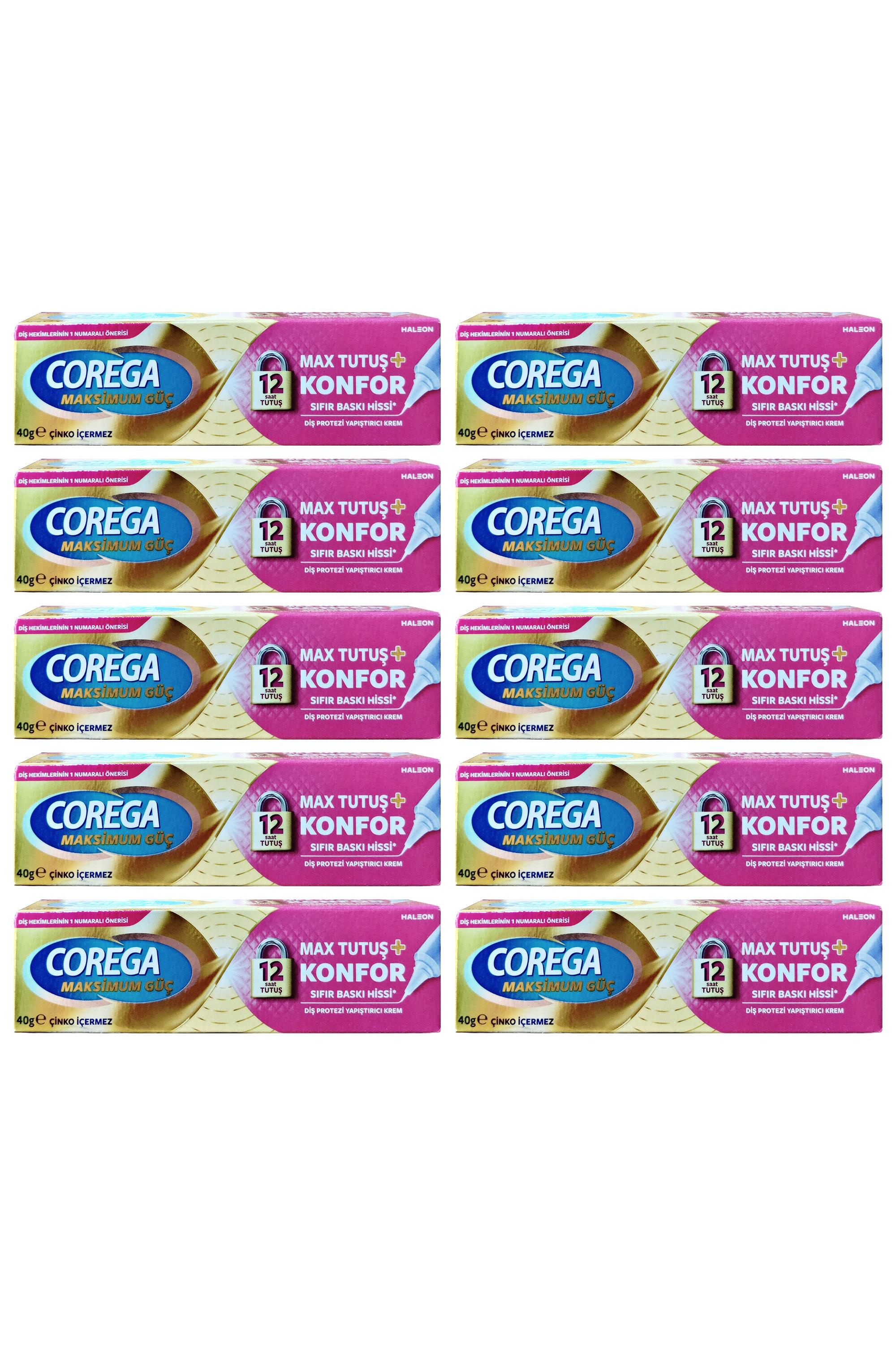CoregaCorega Maksimum Güç Tutuş + Konfor Diş Protez Yapıştırıcı Krem 40 gr 10'luCorega Diş Protez Yapıştırıcı Krem Yastık Konforu 40 gr Fiyatı ve Özellikleri | Mutlufiyatlar