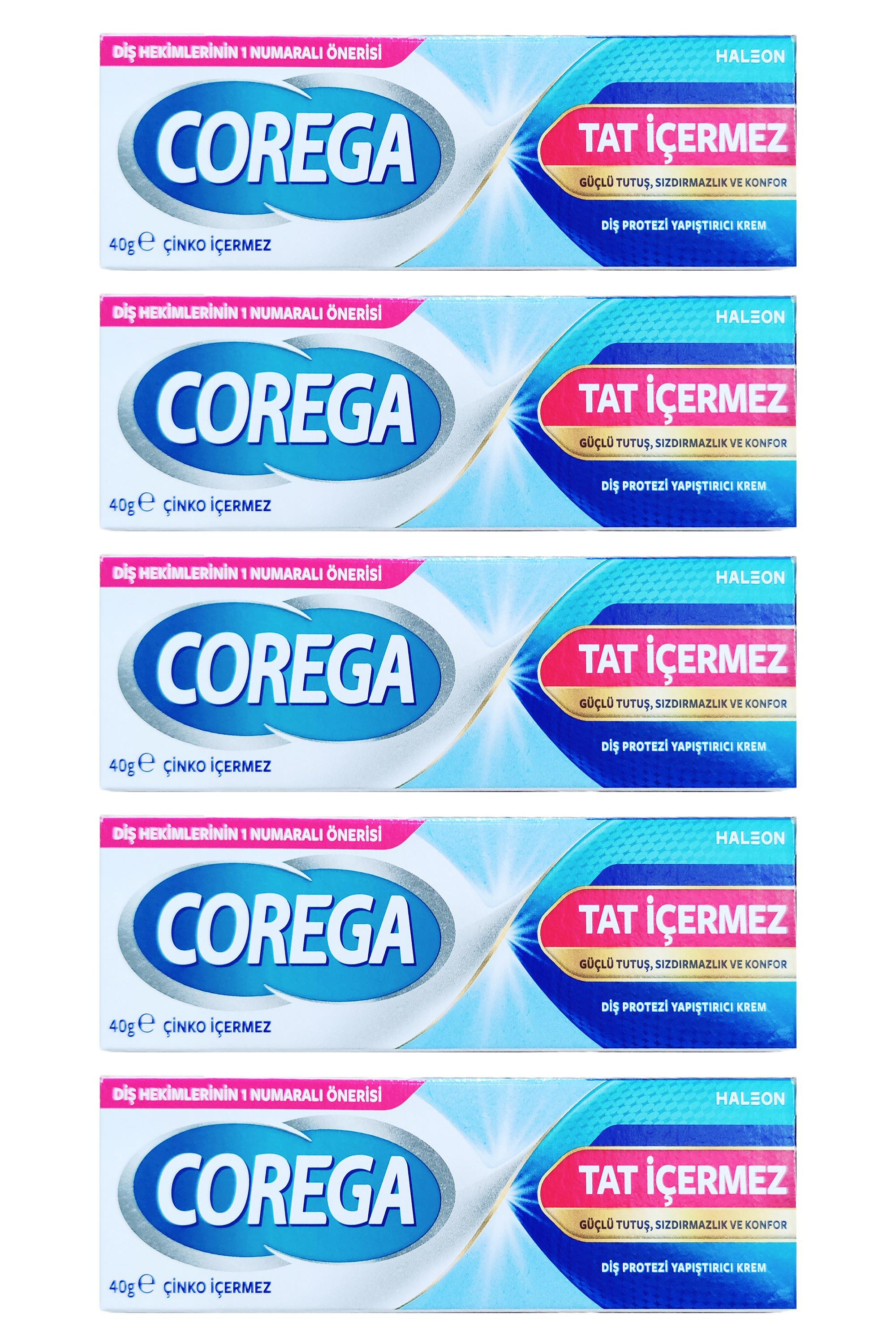 CoregaCorega Super Diş Protezi Yapıştırıcı Tat İçermez Krem 40 gr 5'liCorega Super Diş Protezi Yapıştırıcı Tat İçermez Krem 40 gr Fiyatı ve Özellikleri | Mutlufiyatlar