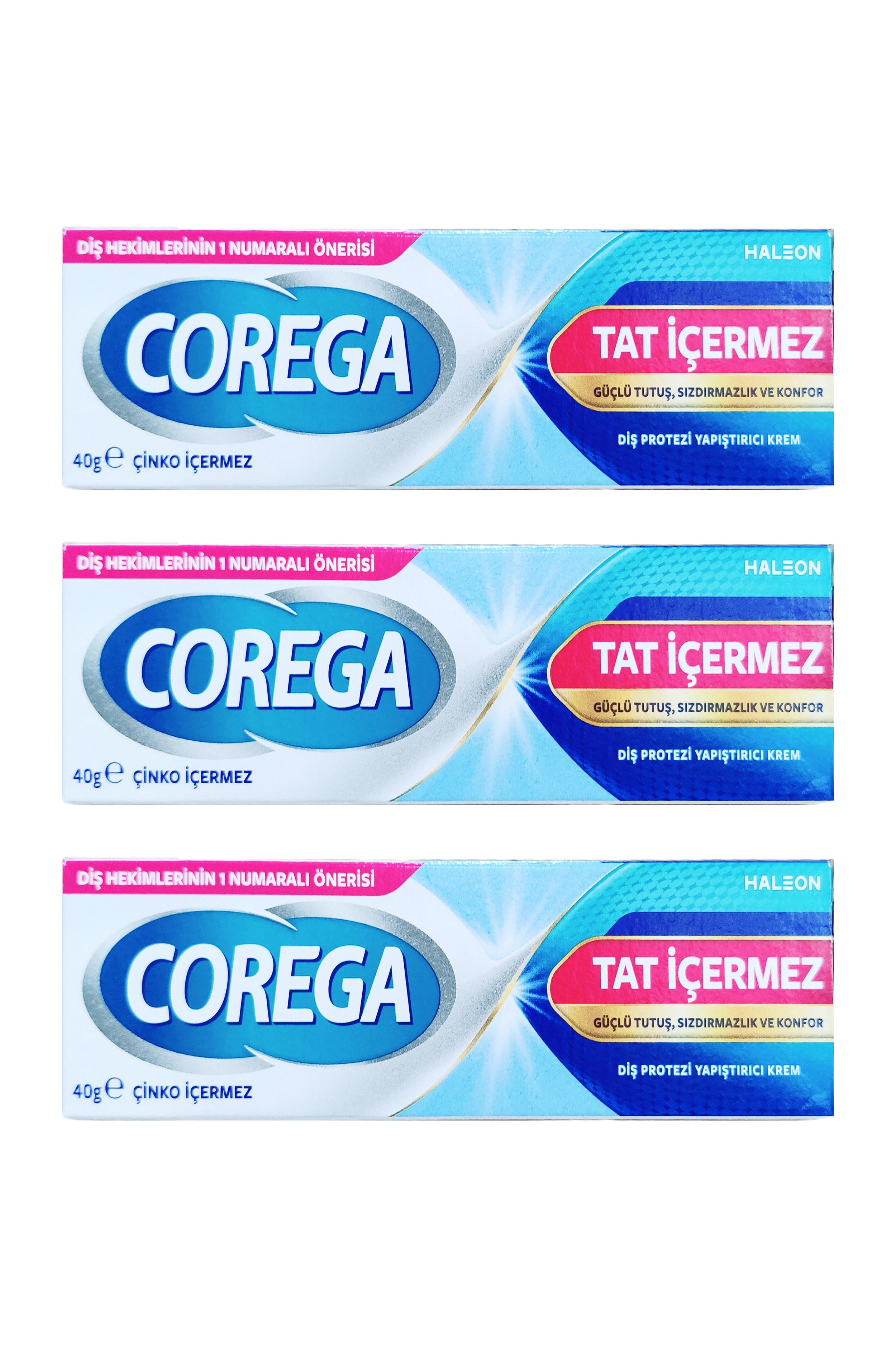 CoregaCorega Super Diş Protezi Yapıştırıcı Tat İçermez Krem 40 gr 3'lüCorega Super Diş Protezi Yapıştırıcı Tat İçermez Krem 40 gr Fiyatı ve Özellikleri | Mutlufiyatlar