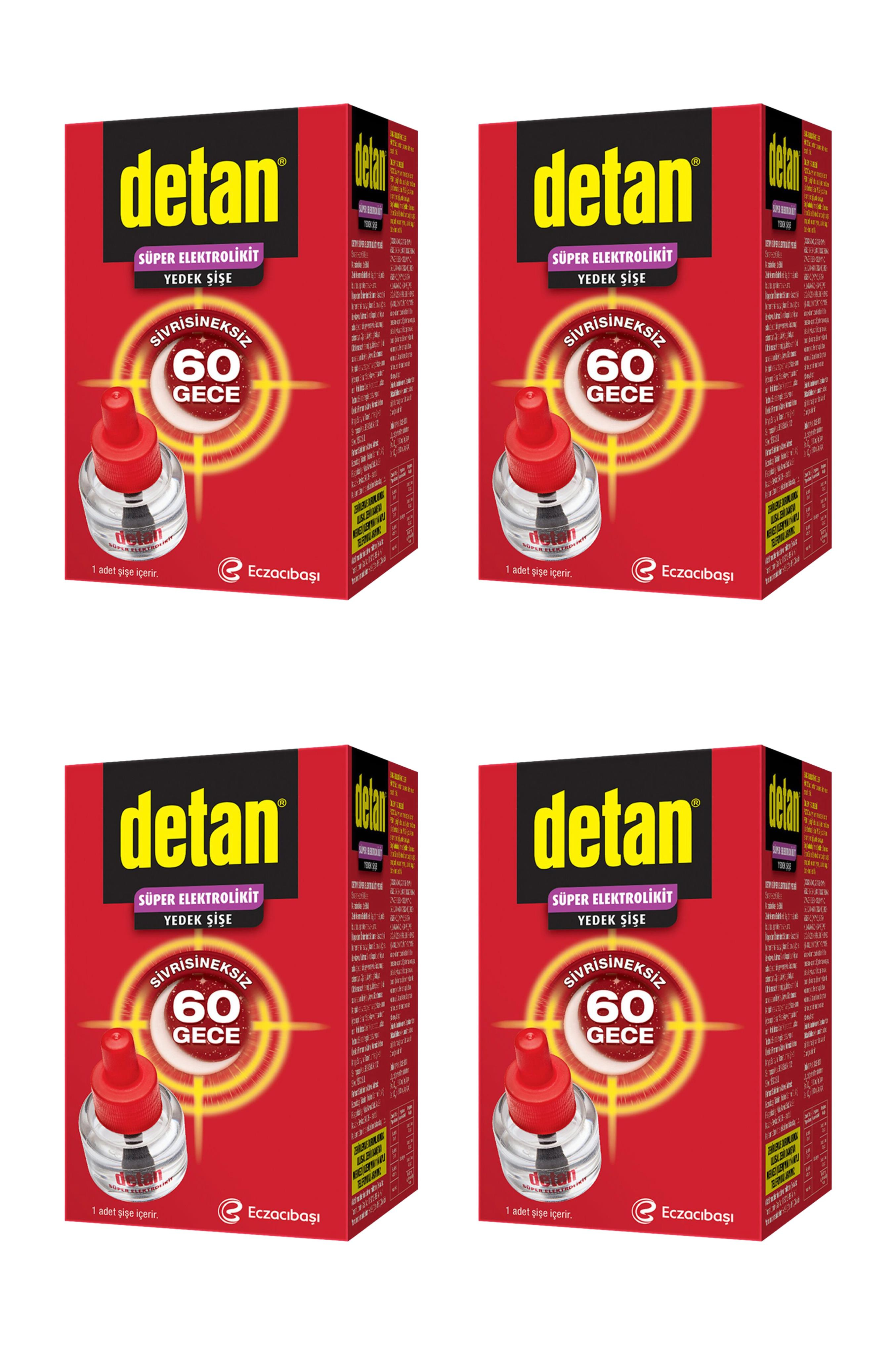 DetanDetan Süper Elektrolikit Yedek Şişe Sivrisinek ve Karasinekler Kovucu 60 Gece 4'lüDetan Elektro Likit Super 60 Gece Yedek Fiyatı ve Özellikleri | Mutlufiyatlar