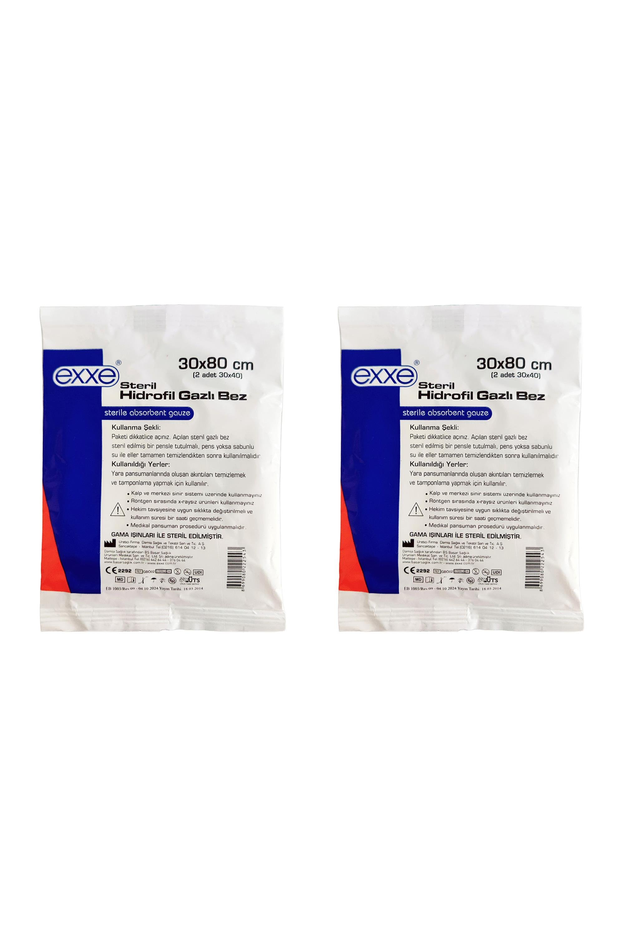 ExxeExxe Steril Hidrofil Gazlı Bez 30 cm x 80 cm ( 2 Parça 30x40 ) 2'liExxe Gazlı Bez 30 cm x 80 cm (2 Parça 30x40) Fiyatı ve Özellikleri | Mutlufiyatlar