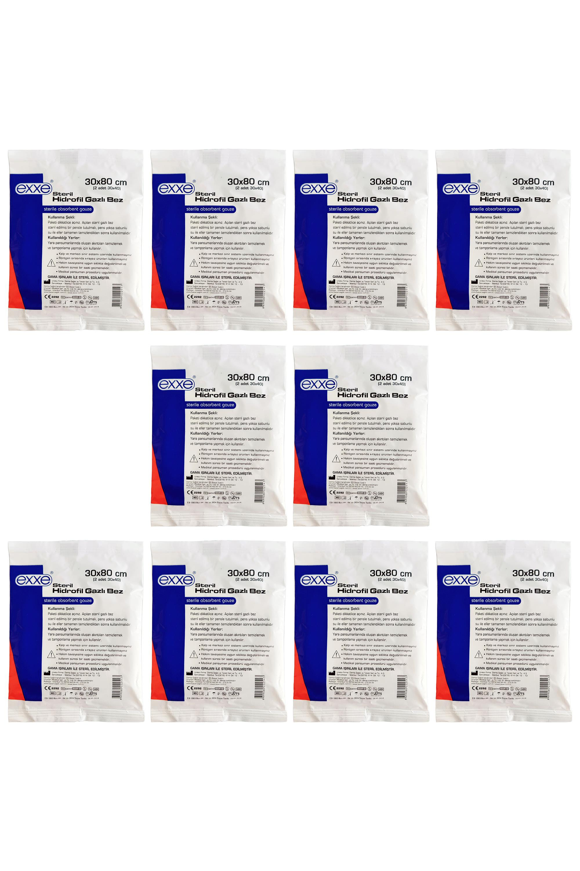 ExxeExxe Steril Hidrofil Gazlı Bez 30 cm x 80 cm ( 2 Parça 30x40 ) 10'luExxe Gazlı Bez 30 cm x 80 cm (2 Parça 30x40) Fiyatı ve Özellikleri | Mutlufiyatlar