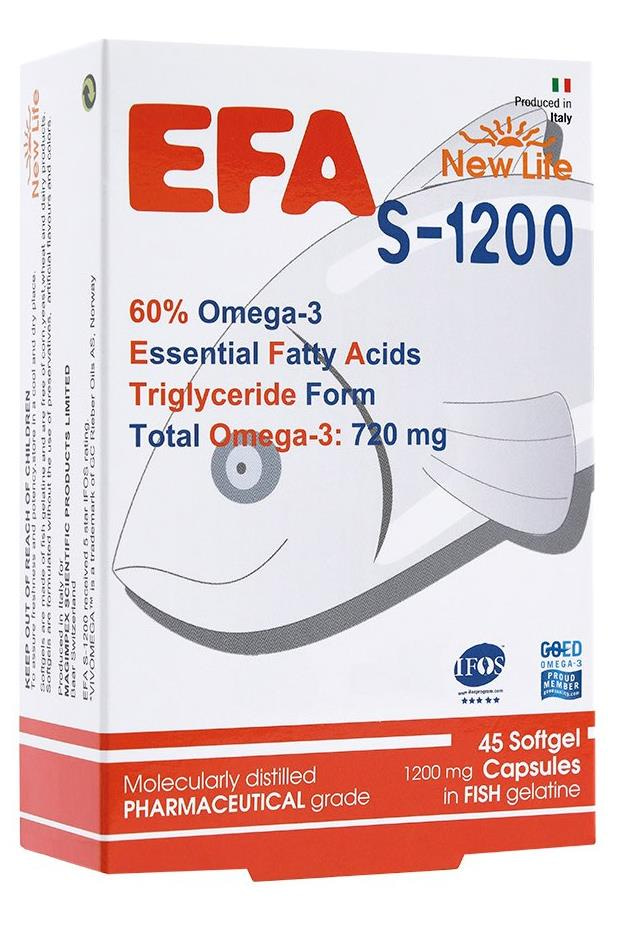 New Life New Life Efa S-1200 45 Softjel Kapsül Balık Yağı - 720 Mg Omega 3 - 396 Mg EPA - 264 Mg DHANew Life Efa S-1200 | Yüksek Omega 3 İçeriği 45 Kapsül