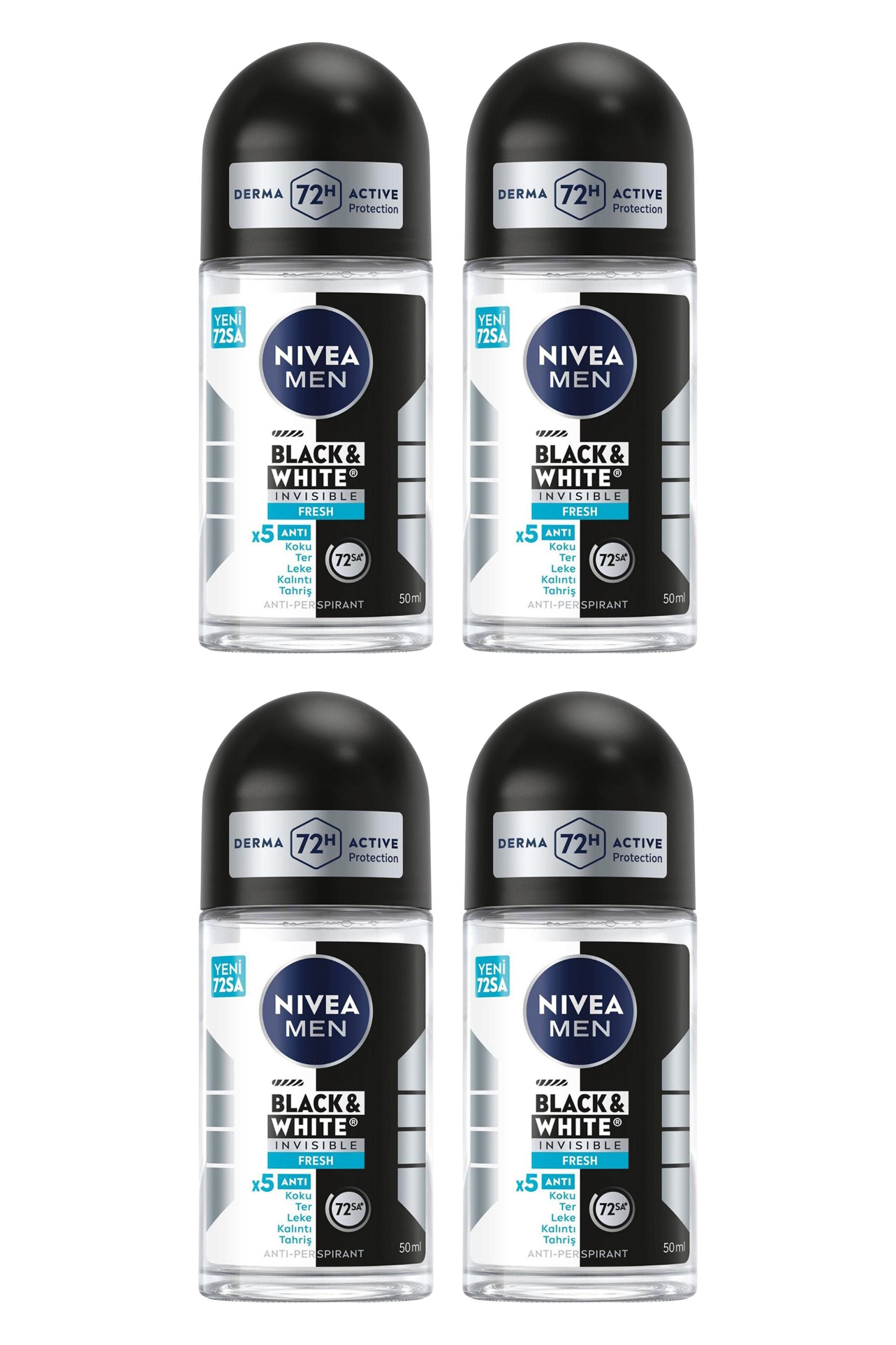 NiveaNivea Black White Invisible Fresh Kadınlar İçin Roll On 50 ml 4'lüNivea Invisible For Black   White Kadın Roll-on Fresh 50 ml Fiyatı ve Özellikleri | Mutlufiyatlar