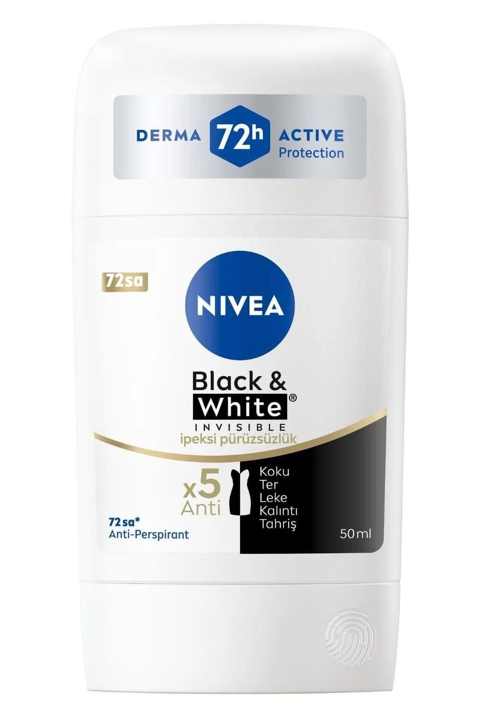 NiveaNivea Black White Invisible İpeksi Pürüzsüzlük Kadınlar İçin Stick Deodorant 50 mlNivea Black&White İpeksi Stick 50 ml | Pürüzsüz Koruma