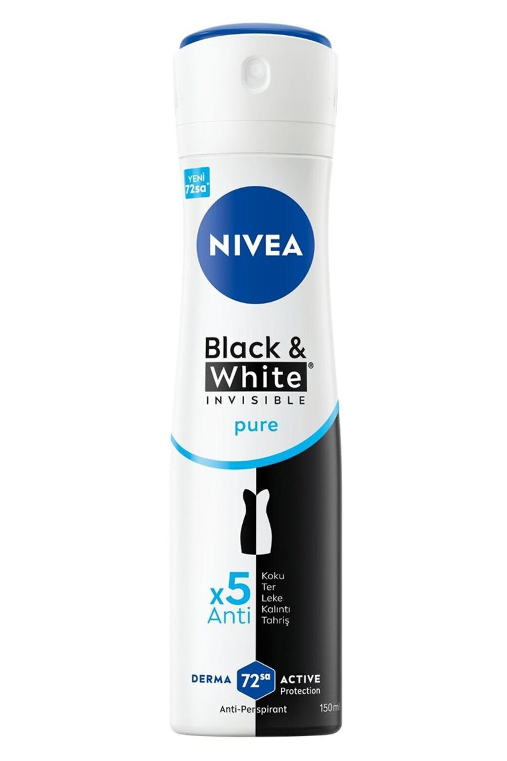 NiveaNivea Black White Invisible Pure Kadınlar İçin Deodorant 150 mlNivea Invisible for Black   White Deodorant (Pure) 150 ml Fiyatı ve Özellikleri | Mutlufiyatlar