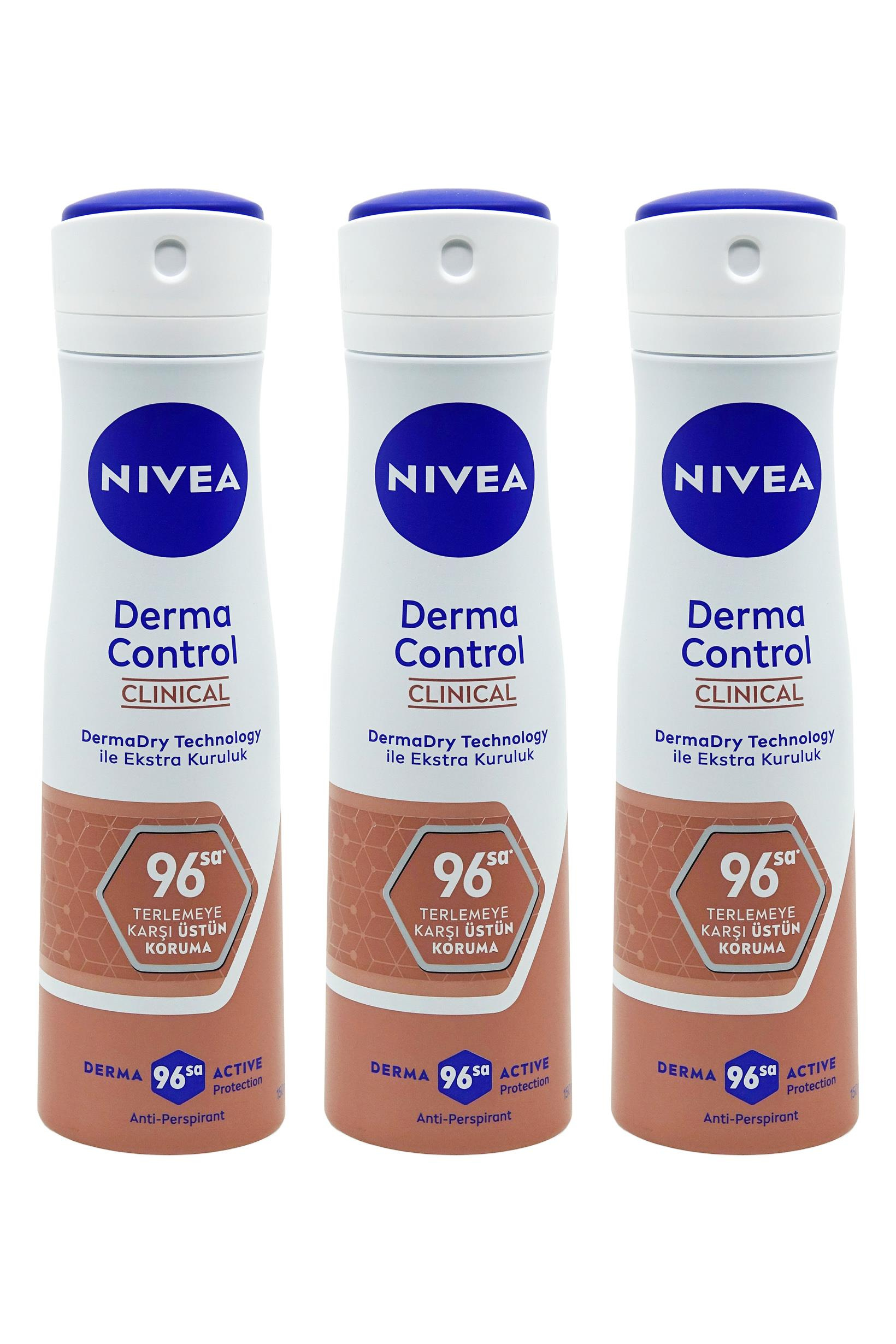 NiveaNivea Derma Control Clinical Kadınlar İçin Deodorant 150 ml 3'lüNivea Derma Protect Sprey 150 ml | Cilt Dostu Güçlü Koruma