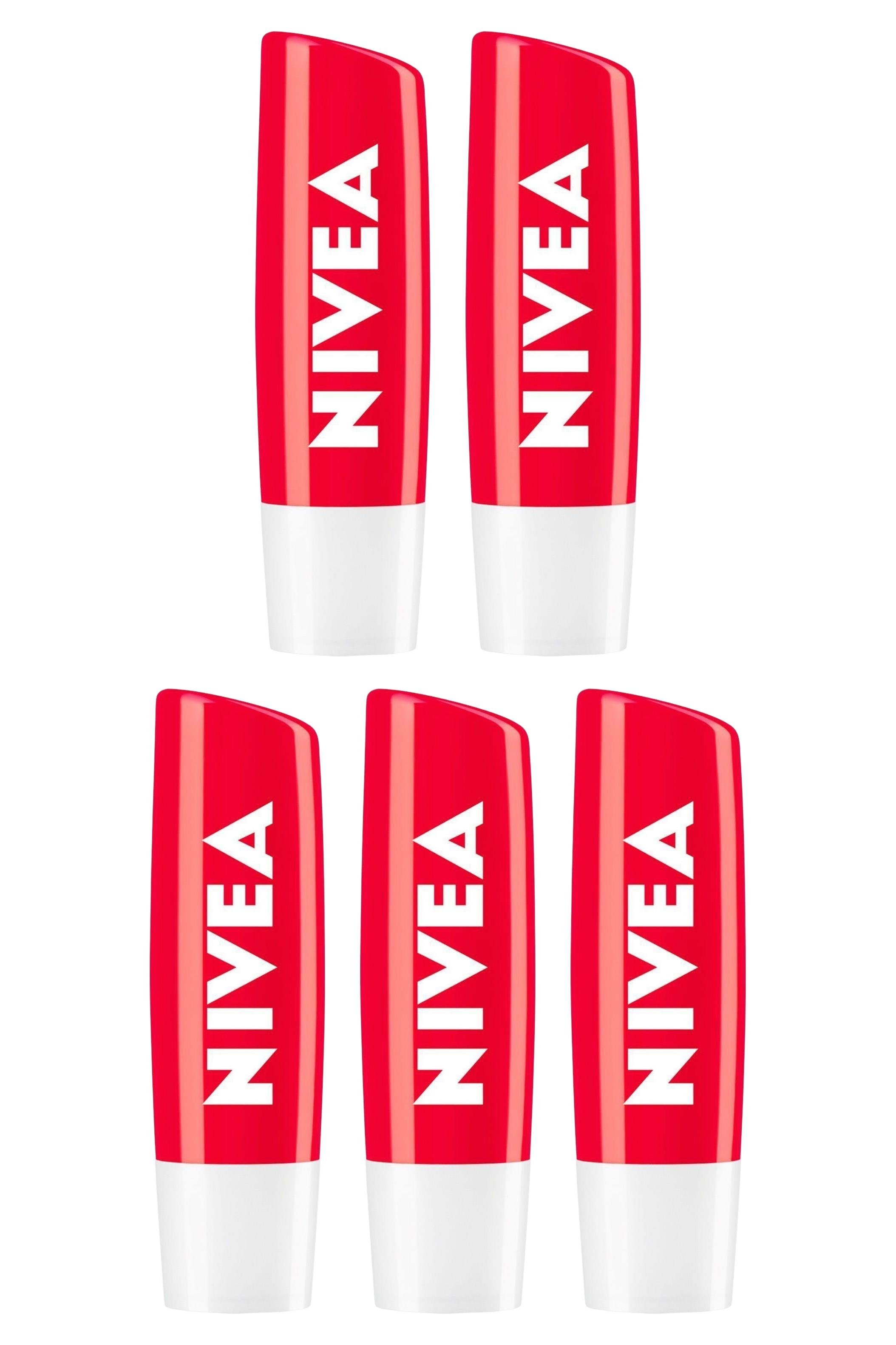 NiveaNivea Dudak Bakım Kremi Straw Berry Shine Çilek Aromalı 4.8 gr 5'liNivea Lip Stick Çilek 24 Saat Nem Fiyatı ve Özellikleri | Mutlufiyatlar
