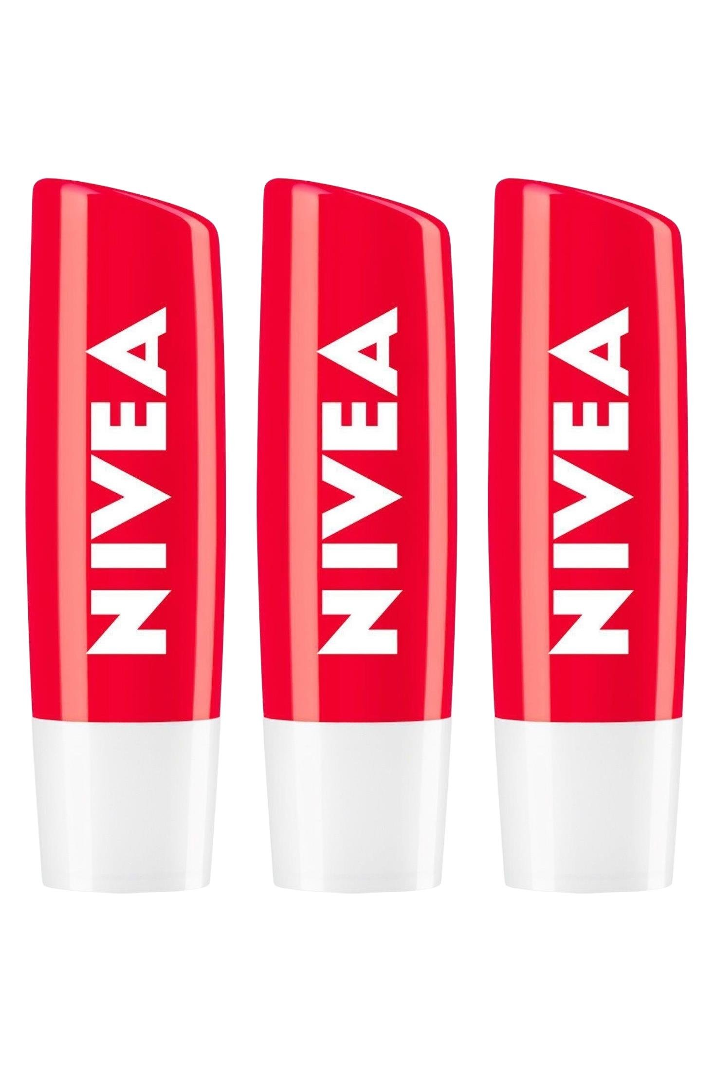 NiveaNivea Dudak Bakım Kremi Straw Berry Shine Çilek Aromalı 4.8 gr 3'lüNivea Lip Stick Çilek 24 Saat Nem Fiyatı ve Özellikleri | Mutlufiyatlar