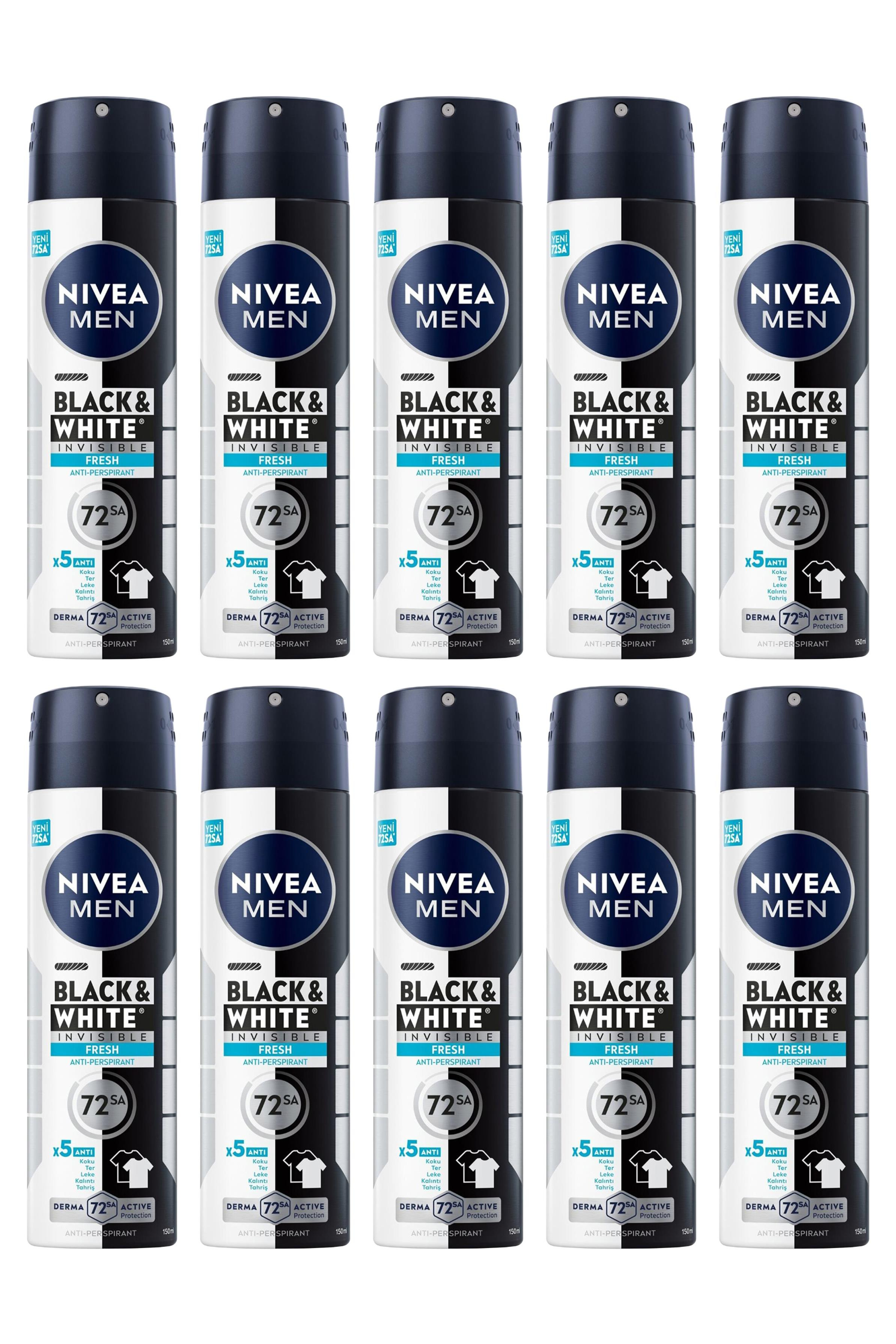 NiveaNivea Men Black White Invisible Fresh Erkekler İçin Deodorant 150 ml 10'luNivea Invisible for Black   White Deodorant (Fresh) Bay 150 ml Fiyatı ve Özellikleri | Mutlufiyatlar