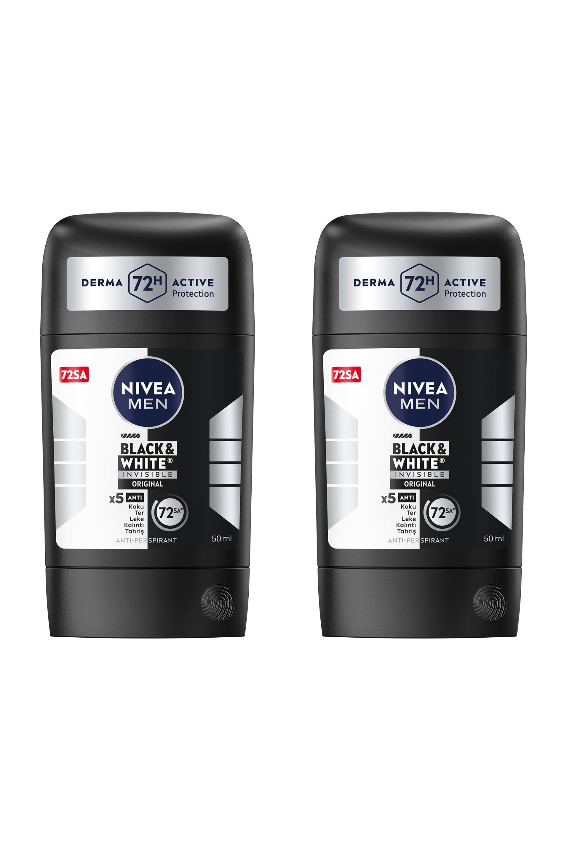 NiveaNivea Men Black White Invisible Original Erkekler İçin Stick Deodorant 50 ml 2'liNivea Men Black&White Original Stick 150 ml | Leke Bırakmayan Koruma