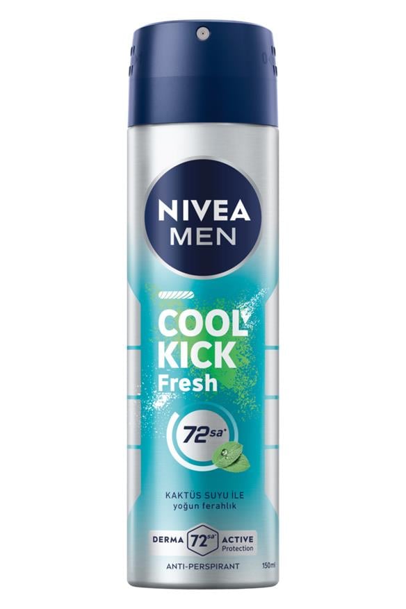 NiveaNivea Men Cool Kick Fresh Erkekler İçin Deodorant 150 mlNivea Men Cool Kick Sprey 150 ml | Kaktüs Suyu ile Ferahlık
